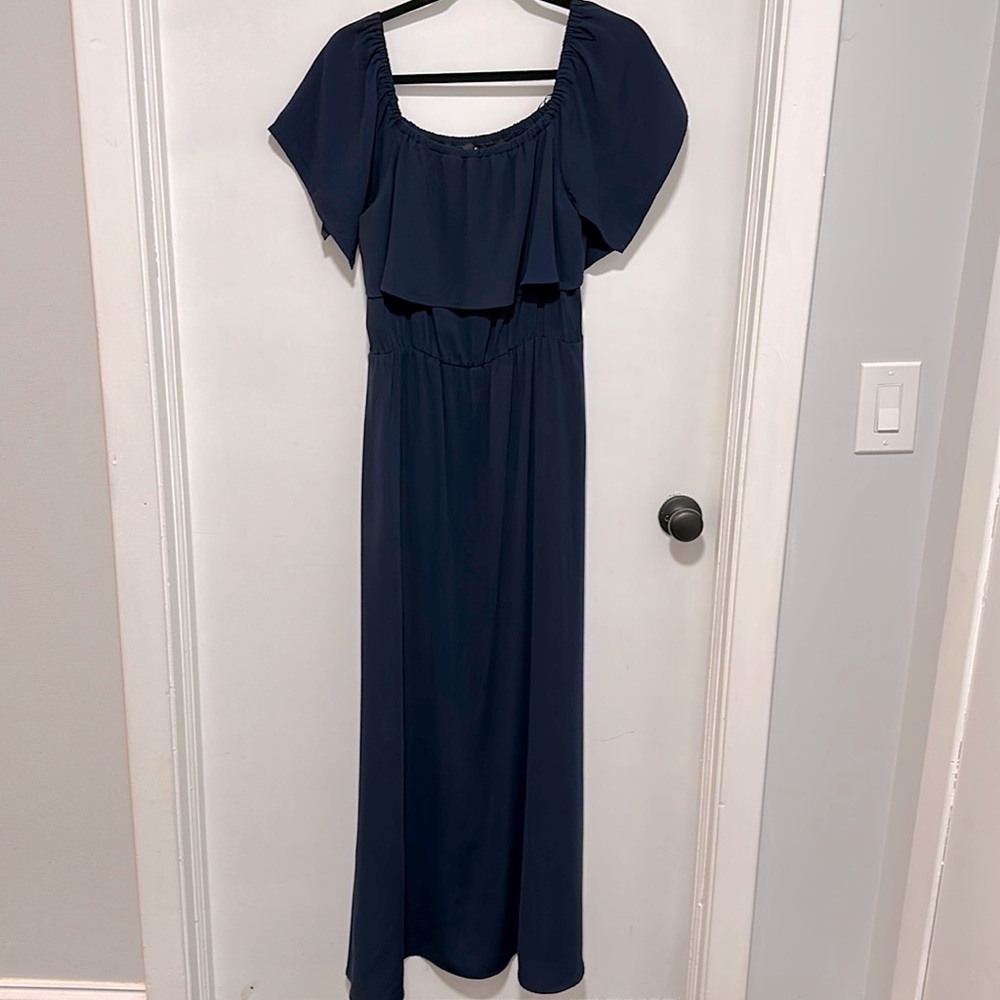 Navy Blue Maxi Dress for Brunch or Wedding Guest